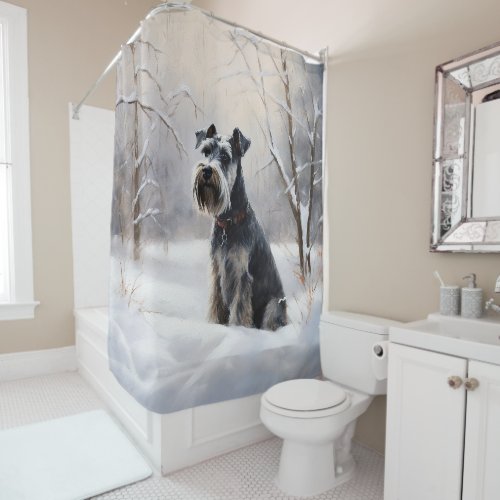 Miniature Schnauzer Let It Snow Christmas Shower Curtain