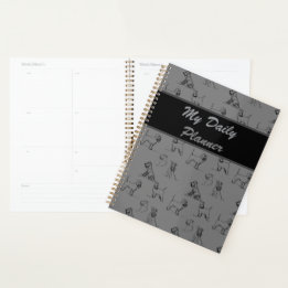 Miniature Schnauzer Line Art Pattern 001 Gray Planner