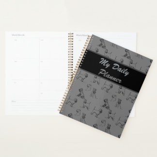 Miniature Schnauzer Line Art Pattern 001 Gray Planner