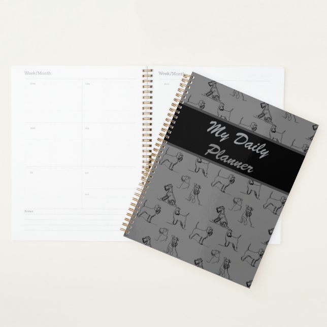 Miniature Schnauzer Line Art Pattern 001 Gray Planner (Display)