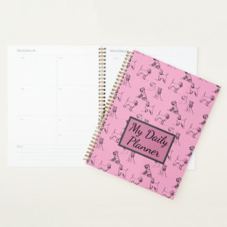 Miniature Schnauzer Line Art Pattern 001 Pink Planner