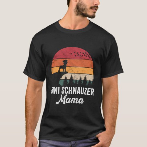 Miniature Schnauzer Mama Dog Sunset Style For T_Shirt