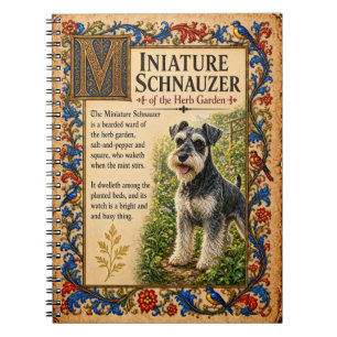 Miniature Schnauzer, Medieval Bestiary Art Notebook