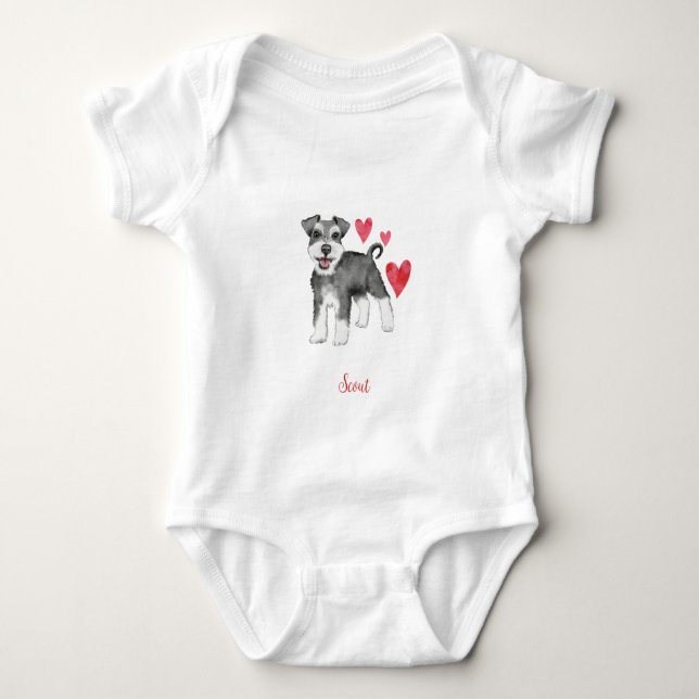 Miniature Schnauzer Mini Schnauzer Baby Bodysuit (Front)