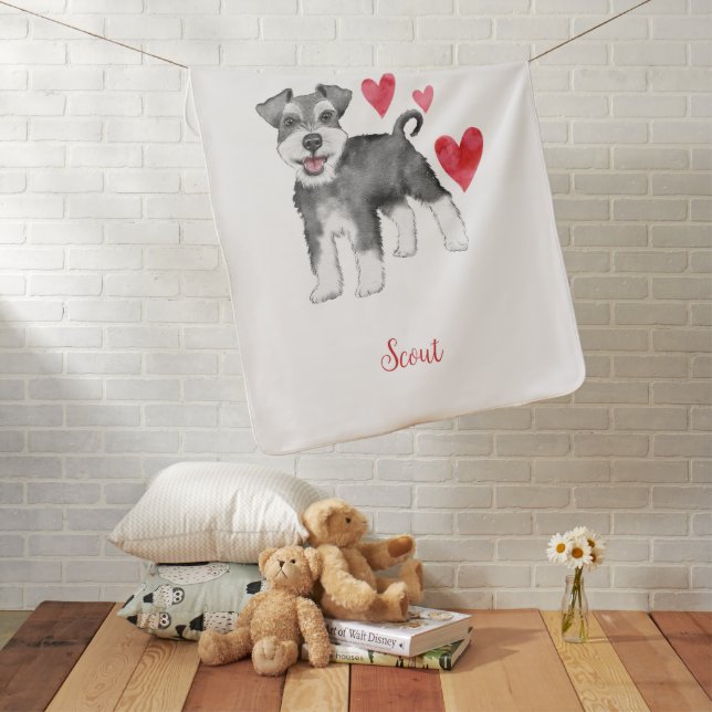 Miniature Schnauzer Mini Schnauzer Custom Text Baby Blanket (In Situ)