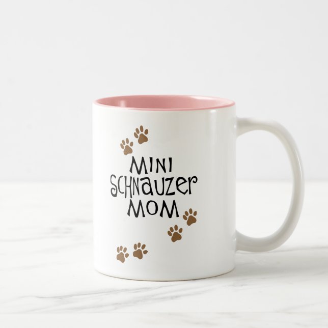 Miniature Schnauzer Mom Two-Tone Coffee Mug (Right)