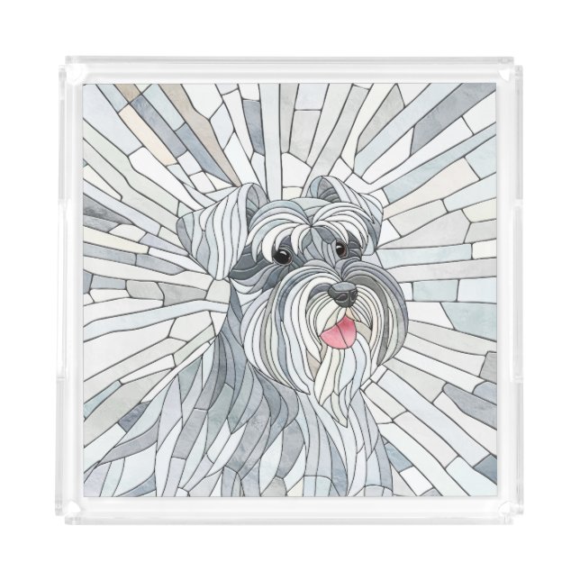 Miniature Schnauzer Mosaic art Acrylic Tray (Front)