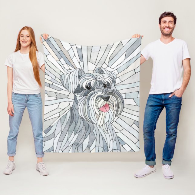 Miniature Schnauzer Mosaic art Fleece Blanket (In Situ)