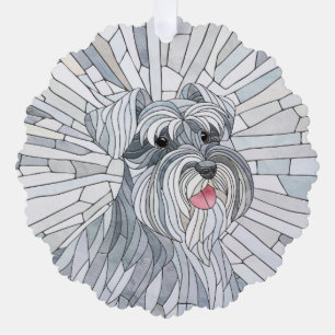 Miniature Schnauzer Mosaic art Ornament Card