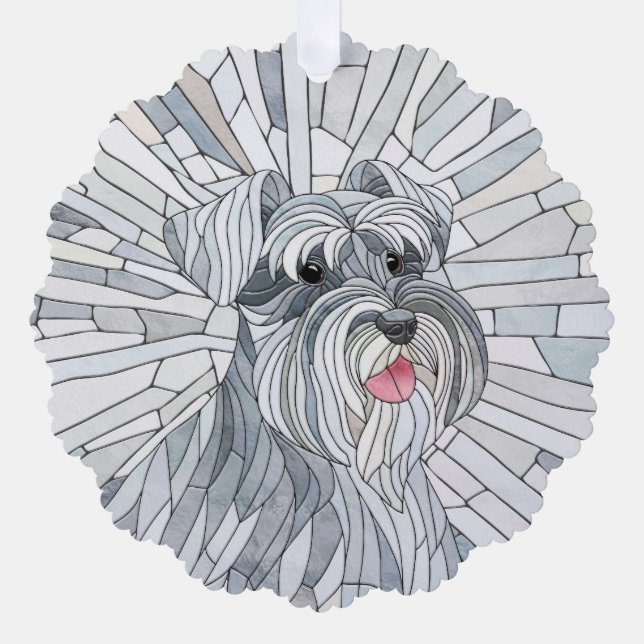 Miniature Schnauzer Mosaic art Ornament Card (Front)