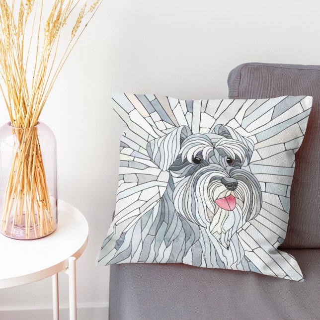 Miniature Schnauzer Mosaic art Throw Pillow (Creator Uploaded)