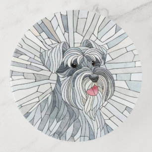 Miniature Schnauzer Mosaic art Trinket Tray