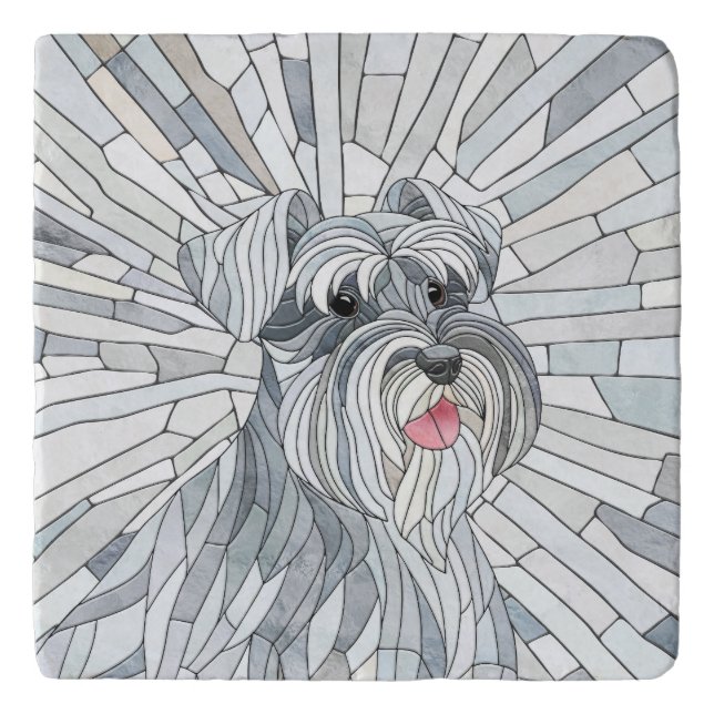 Miniature Schnauzer Mosaic art Trivet (Front)