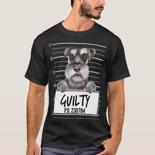 Miniature Schnauzer Mugshot Guilty Dog  T_Shirt