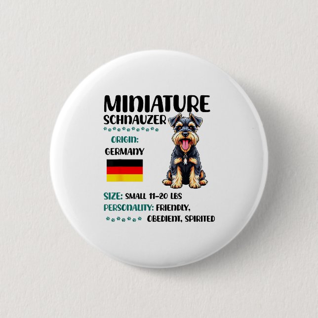 Miniature Schnauzer Origin Funny Mini Schnauzer Lo Button (Front)