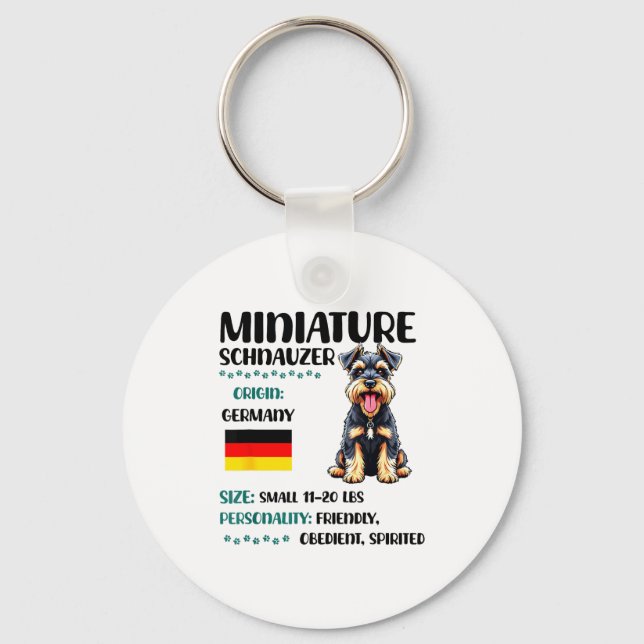 Miniature Schnauzer Origin Funny Mini Schnauzer Lo Keychain (Front)