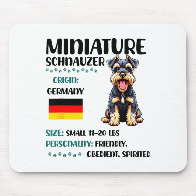 Miniature Schnauzer Origin Funny Mini Schnauzer Lo Mouse Pad (Front)