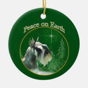 Miniature Schnauzer Peace Ceramic Ornament