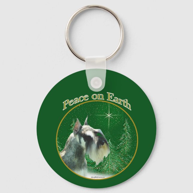 Miniature Schnauzer Peace Keychain (Front)