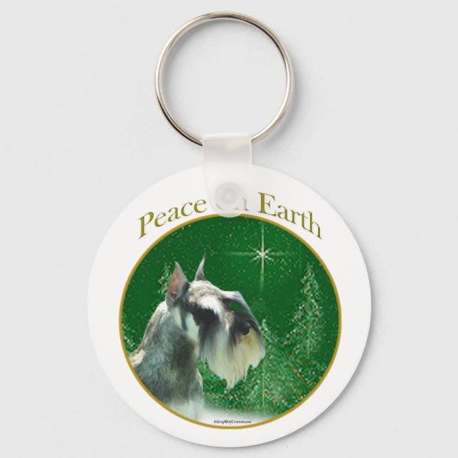 Miniature Schnauzer Peace Keychain (Front)