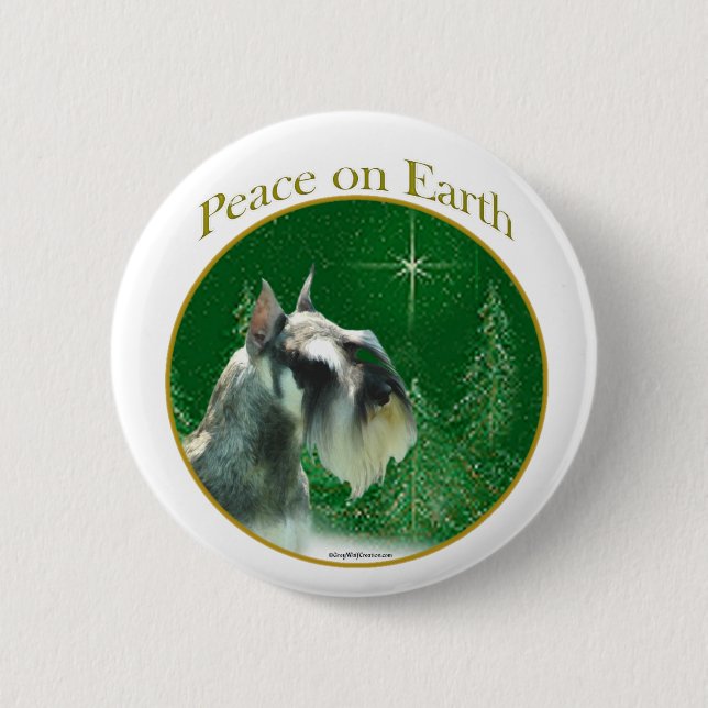 Miniature Schnauzer Peace Pinback Button (Front)