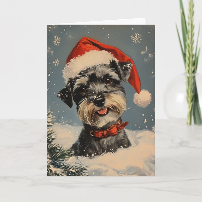 Miniature Schnauzer personalized Christmas  Holiday Card (Front)
