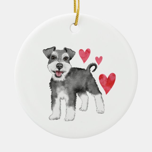 Miniature Schnauzer Personalized with Name Year Ceramic Ornament (Front)