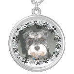 Miniature Schnauzer Photo Silver Plated Necklace