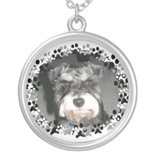 Miniature Schnauzer Photo Silver Plated Necklace