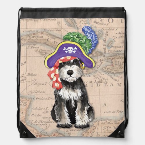 Miniature Schnauzer Pirate Drawstring Bag