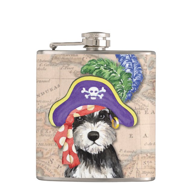 Miniature Schnauzer Pirate Flask (Front)