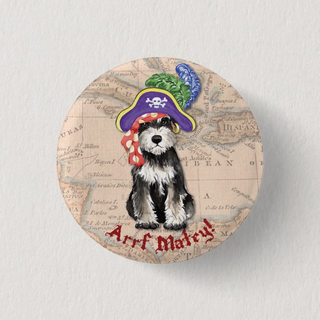Miniature Schnauzer Pirate Pinback Button (Front)