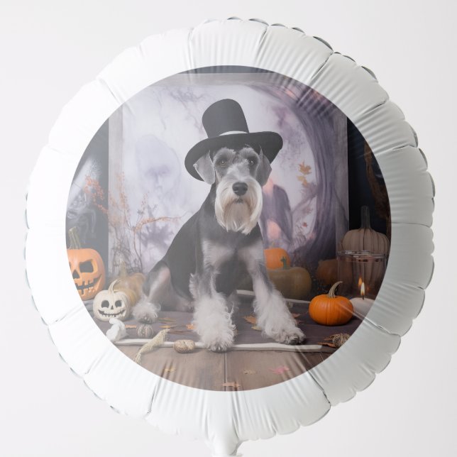Miniature Schnauzer Pumpkins Halloween Scary  Balloon (Front)