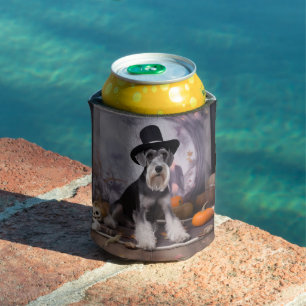 Miniature Schnauzer Pumpkins Halloween Scary  Can Cooler
