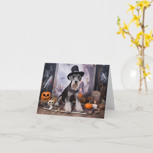 Miniature Schnauzer Pumpkins Halloween Scary  Card