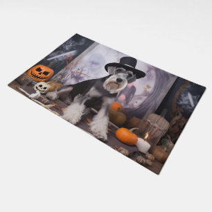 Miniature Schnauzer Pumpkins Halloween Scary Doormat