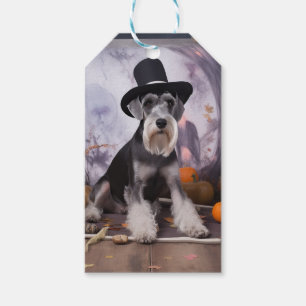Miniature Schnauzer Pumpkins Halloween Scary Gift Tags