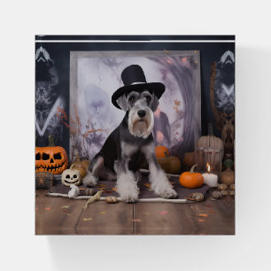 Miniature Schnauzer Pumpkins Halloween Scary  Paperweight