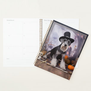 Miniature Schnauzer Pumpkins Halloween Scary Planner