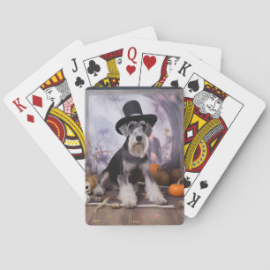 Miniature Schnauzer Pumpkins Halloween Scary Poker Cards