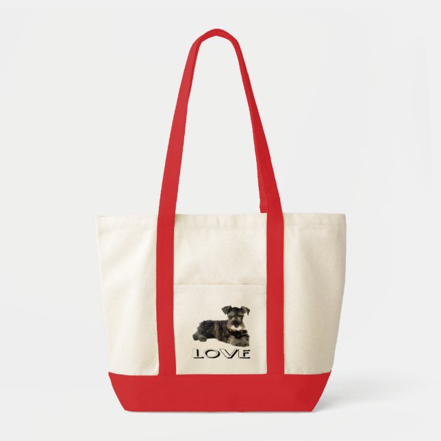 Miniature Schnauzer Puppy Dog Canvas Love Tote Bag (Front)
