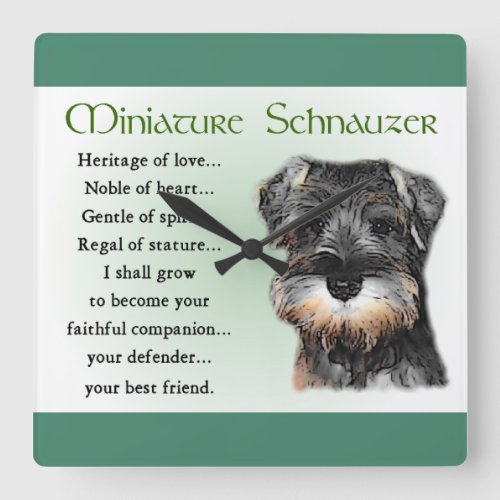 Miniature Schnauzer Puppy Heritage Gifts Square Wall Clock