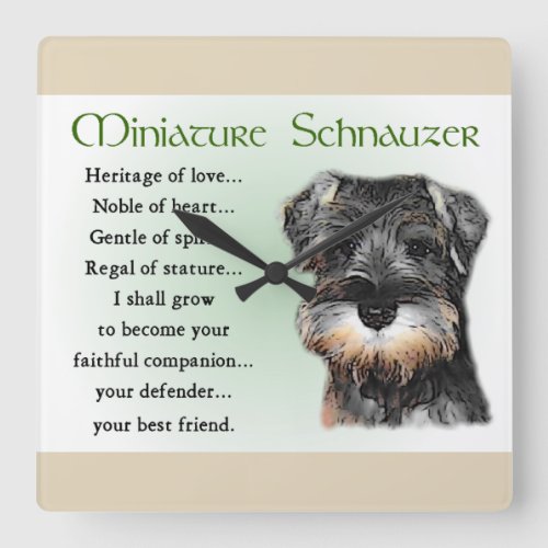 Miniature Schnauzer Puppy Heritage Square Wall Clock