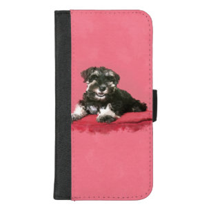 Miniature Schnauzer Puppy Watercolor Digital Art iPhone 8/7 Plus Wallet Case