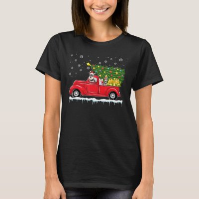Miniature Schnauzer Red Car Truck Christmas Tree X T-Shirt