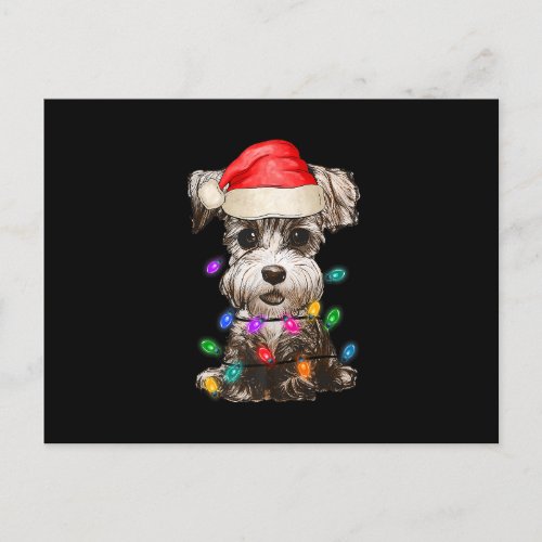 Miniature Schnauzer Santa Christmas Tree Lights Xm Postcard