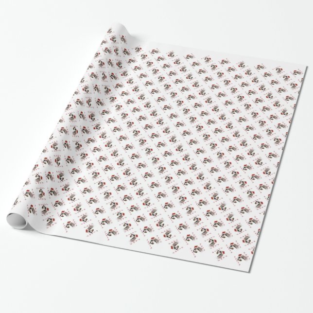 Miniature Schnauzer Santa Paws Wrapping Paper (Unrolled)