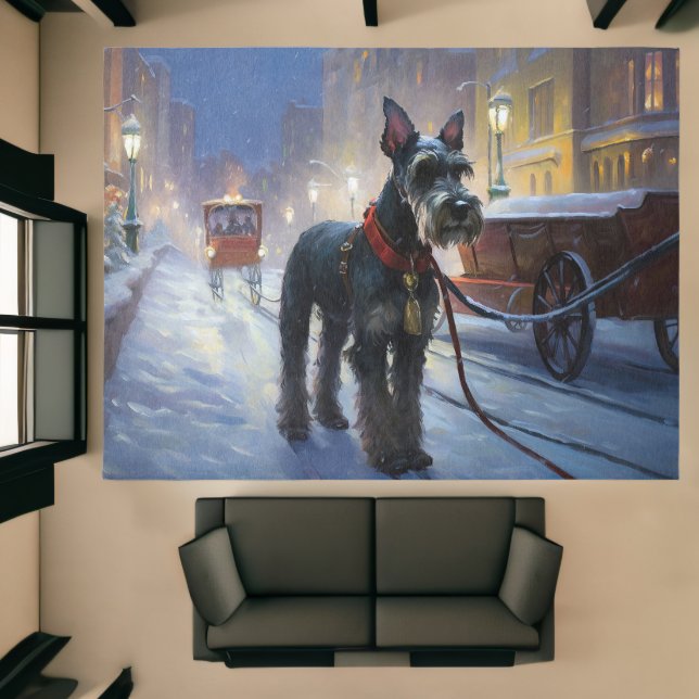 Miniature Schnauzer Snowy Sleigh Ride Christmas  Rug (Insitu (Indoor 1))