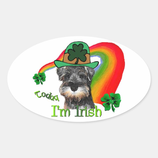 Miniature Schnauzer St Patricks Oval Sticker (Front)