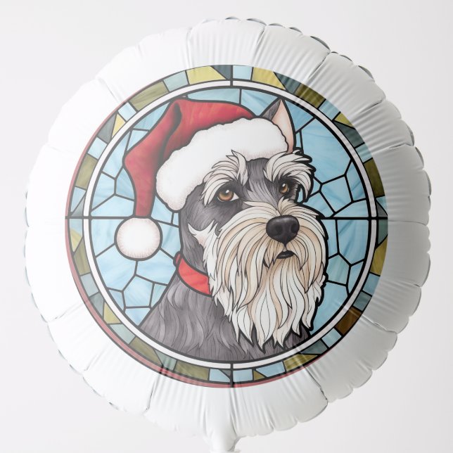 Miniature Schnauzer Stained Glass Christmas Balloon (Front)